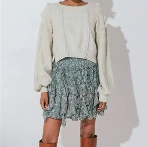 Cleobella NWT Raquel Mini Ruffle Boho Blue Floral w/ Lurex Skirt in Iris Floral